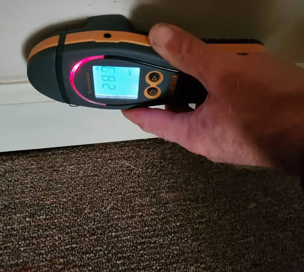 Moisture detection at baseboard during Sewage Cleanup & Sanitation in Brook Highland